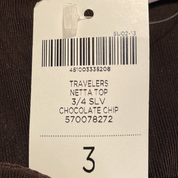 NWT Travelers by Chico’s Size 3 (16) Netta Top 3/4 Sleeves - Picture 6 of 6